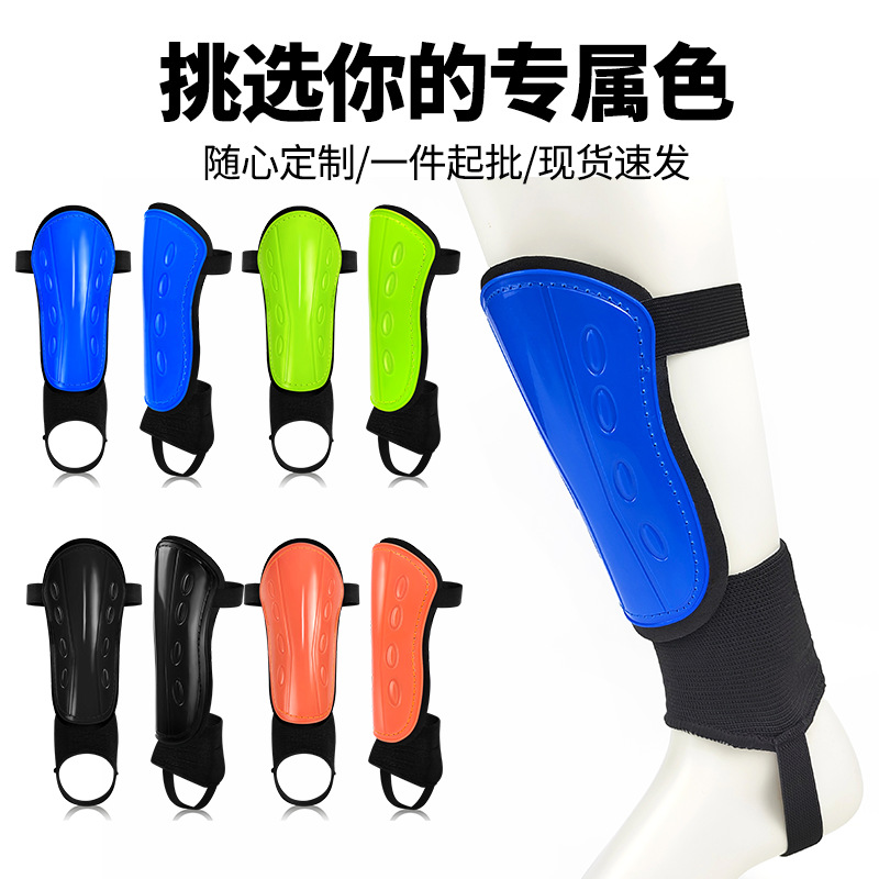 Cross-border in-stock football shin guards for children, calf and ankle protection, competition sports calf pads with straps, wholesale and custom-made