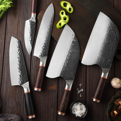 Chinese forged round handle chopping knife, sharp kitchen meat slicing knife, chicken, duck and goose fillet knife, chop rib knife