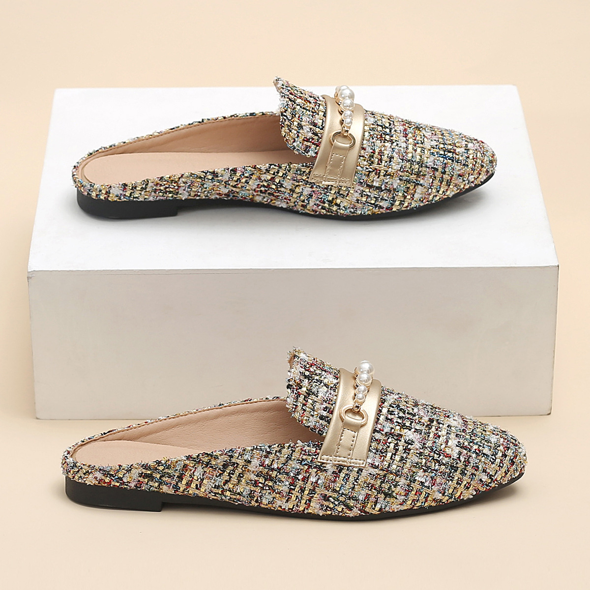 Fragrance style outside wear pointy toe half drag flat heel shoes lazy plus size fashion all-match cross-border foreign trade wholesale_voghion.com