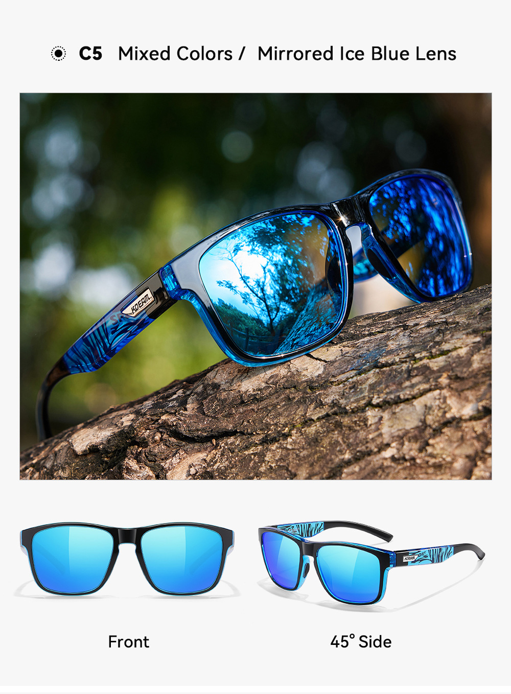 KDEAM Yeni Model Büyük Beden Polarize Güneş Gözlüğü Erkek Kadın Outdoor Spor Güneşlik Araba Sürüş Gözlüğü KD109-PLUS