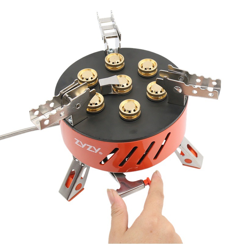 Fuego autónomo estufa al aire libre de 7 cabezas zyzy equipo de Montañismo fuego feroz de alta potencia de siete estrellas núcleo portátil de picnic estufa de camping