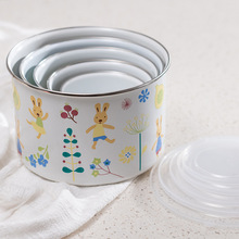 加厚琺琅搪瓷碗帶蓋搪瓷保鮮碗儲藏密封碗冰箱保鮮盒高桶泡面碗飯