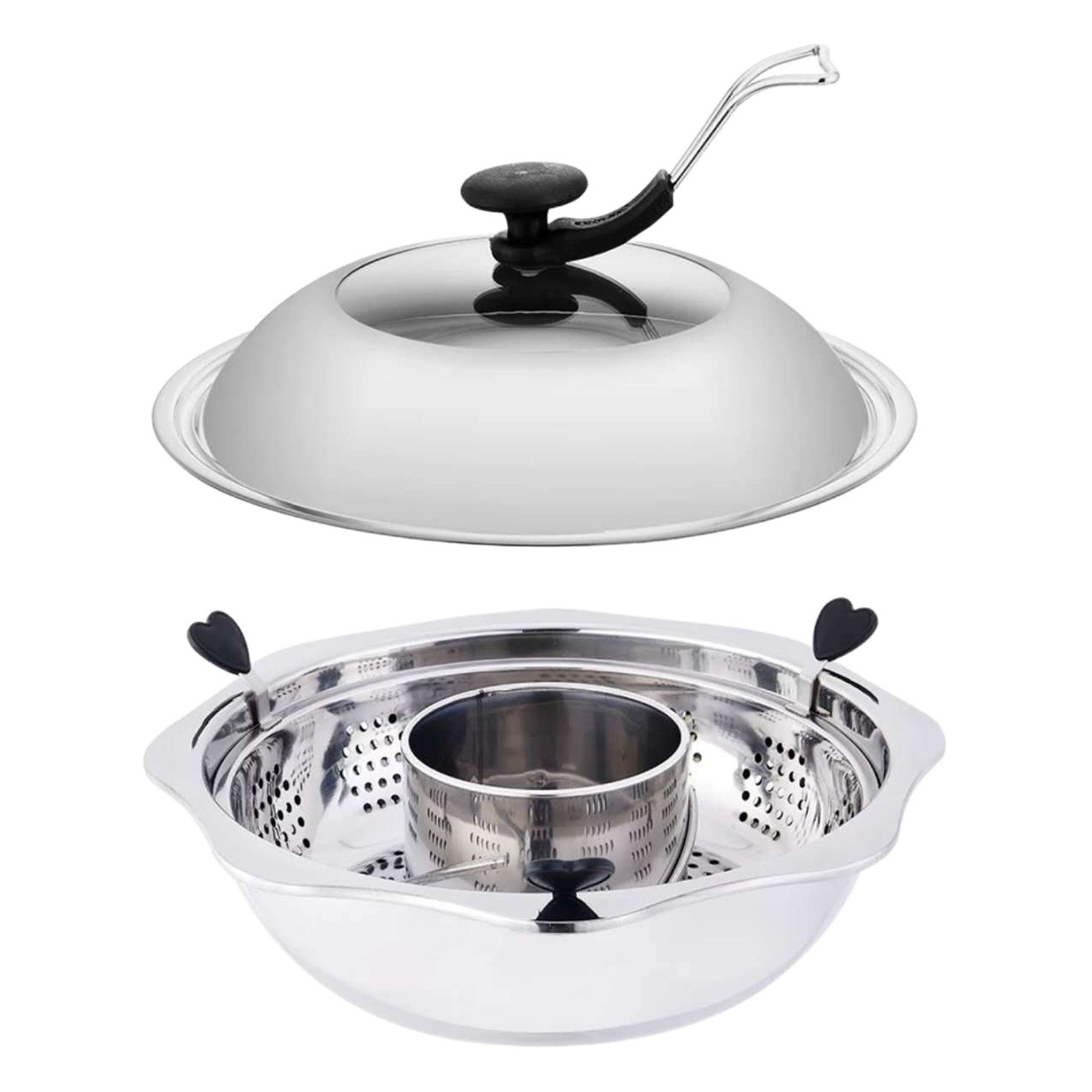 Directo de fábrica de acero inoxidable 304 giratorio olla caliente de elevación olla caliente separada octogonal Madre y niño olla de Pato Mandarín olla caliente