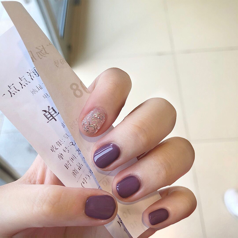 Rattan Purple Glitter Short Wearable Nails Finished Fake Nails Manicure Patches Nail Patches Waterproof Removable Nails Rattan Purple Glitter Short Wearable Nails Finished Fake Nails Manicure Patches Nail Patches Waterproof Removable Nails