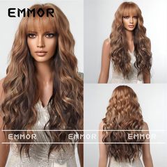 New Paris Paint Pop Fashion Wig with Air Bangs Long Wavy Volume Gradient Platinum Hairpiece