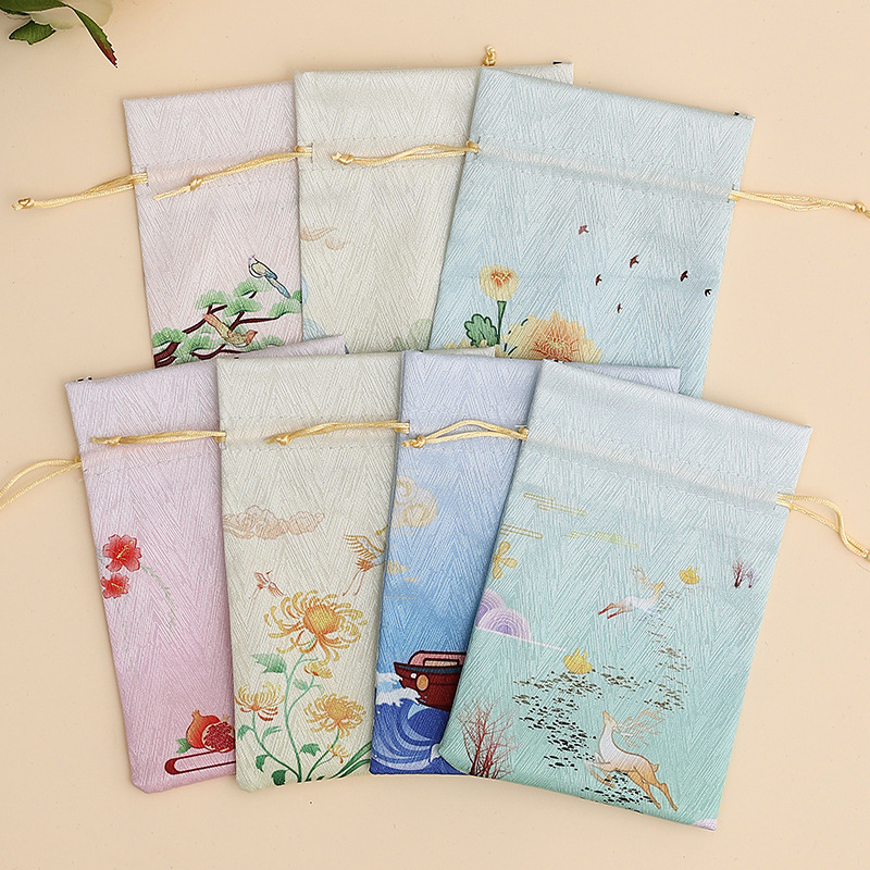 端午节香囊袋子空袋小清新印花束口袋艾草驱蚊福袋抽绳香包批发