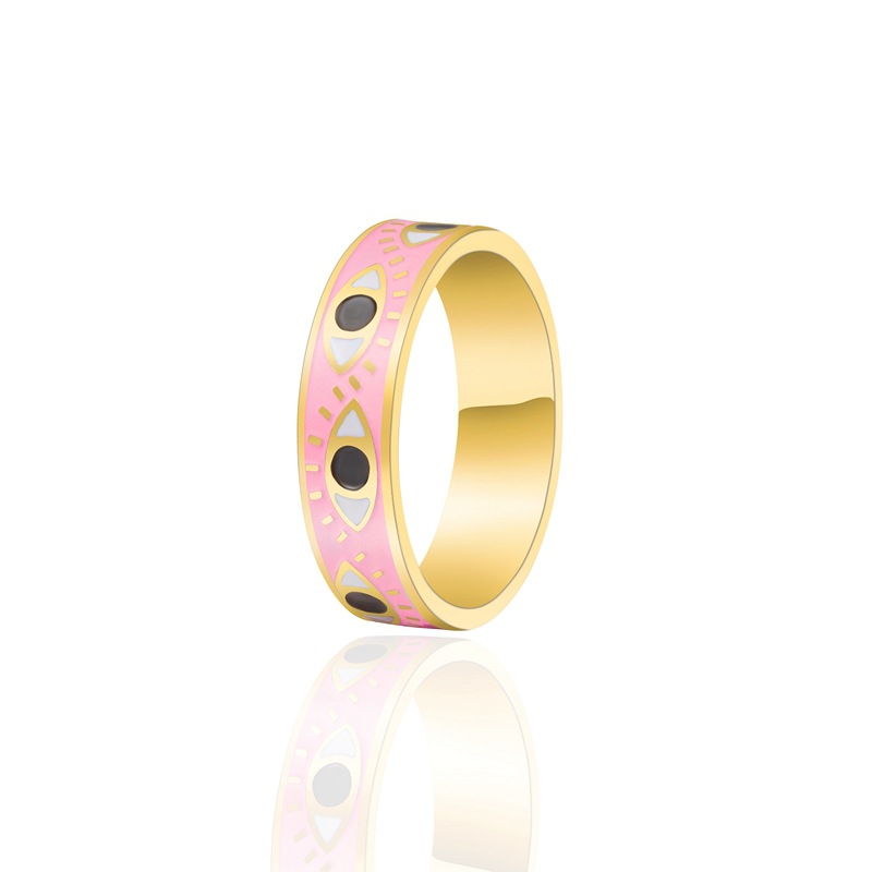Retro Devilu0027S Eye Titanium Steel Enamel Rings 1 Piece