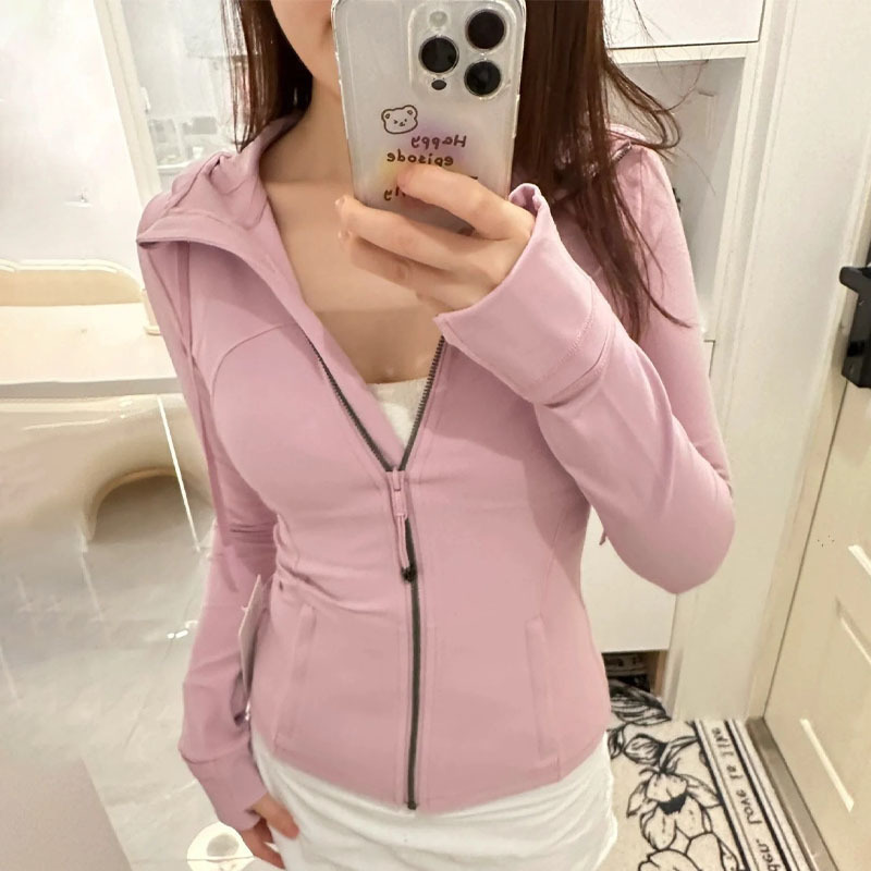 Lulu Zgly Hooded Sun Protection Jacket for Women, Morning Running Yoga Jacket, Sports Fitness Yoga Top, Outdoor