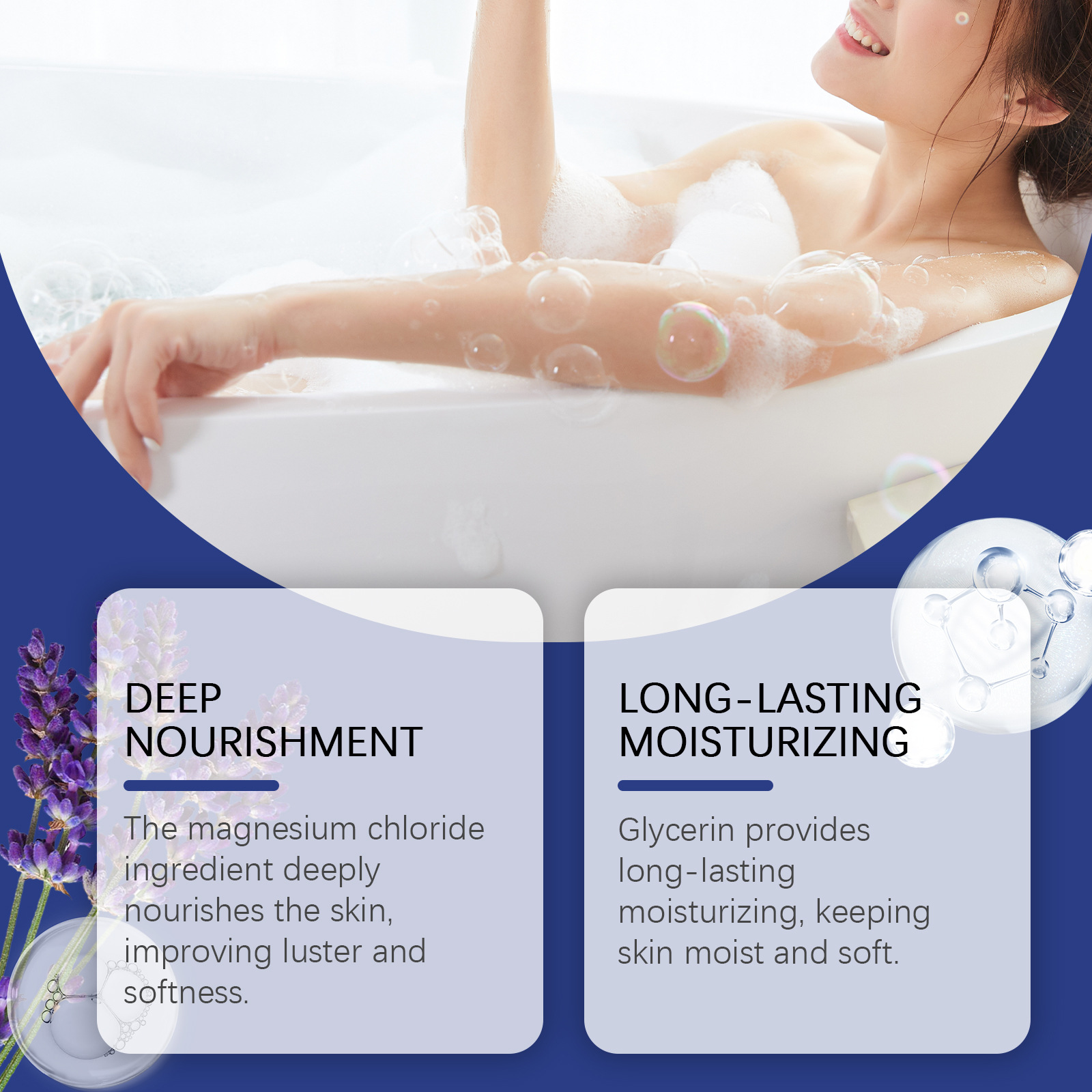 Levandų eterinio aliejaus ir magnio vonios tabletės, drėkinančios ir drėkinančios, valončios kūno odą, gaivinančios ir kvepiančios_voghion.com