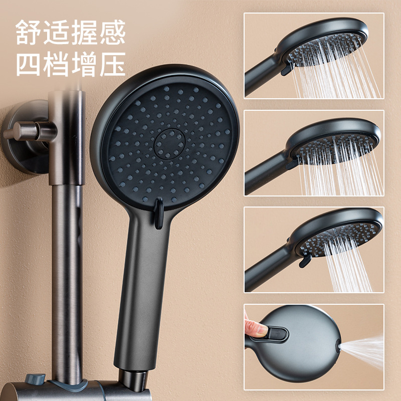 Una por una pistola de baño gris temperatura constante inteligente pantalla digital ducha ducha casa latón tres funciones ducha instantánea