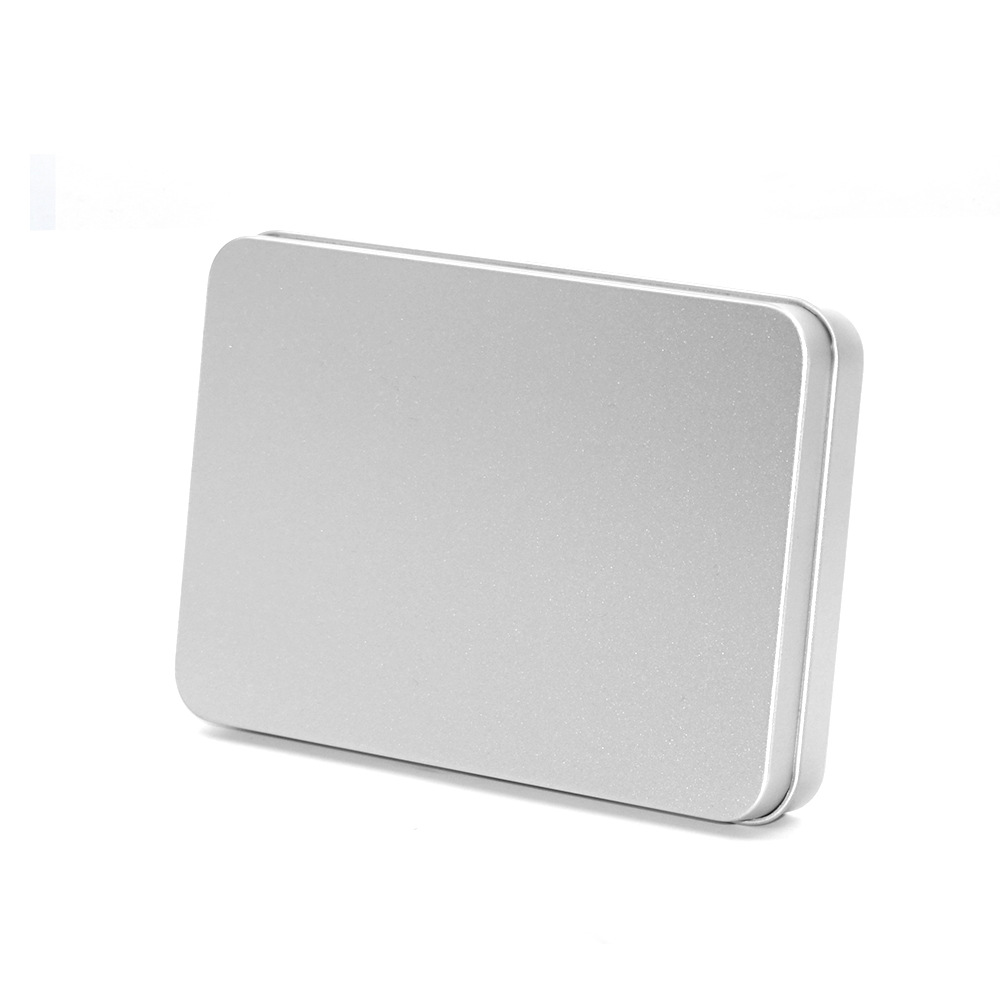 Caja de hierro en stock embalaje caja vacía caja de hojalata rectangular Ventana de PVC multi-tamaño caramelo U-placa caja imprimible logotipo