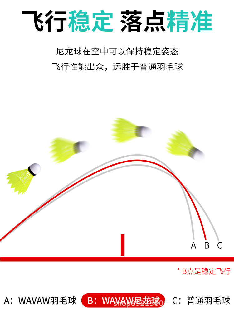 Wavaw bádminton plástico durable nylon Bola 6 unids interior al aire libre estable a prueba de viento juego entrenamiento