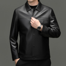 DLSN29509春秋新款海宁男式原生态头层绵羊皮真皮皮衣男翻领修身
