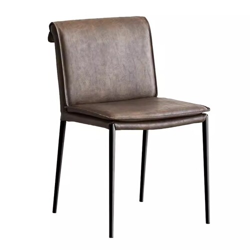 Luxury Retro Style Dining Chair for Home Use Designer Backrest Chair Genuine Leather Modern Simple Casual Dining Room Leather Chair 
