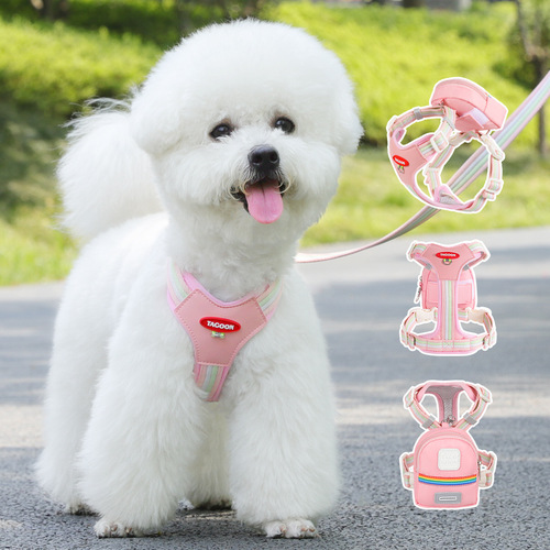 Pet self-packing harness, outdoor travel, small and medium-sized dog walking rope, pet supplies, pet traction rope in stock