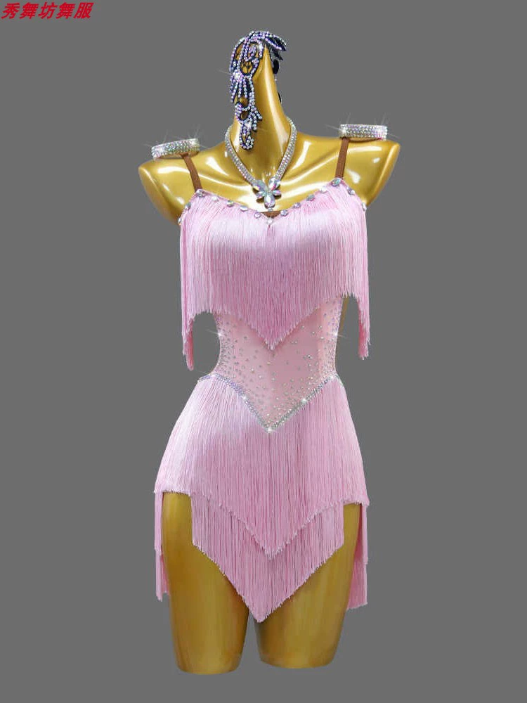 2025 новый стиль костюм для латиноамериканских танцев с цветочным принтом для взрослых и детей, костюм для художественных выступлений, юбка с бахромой