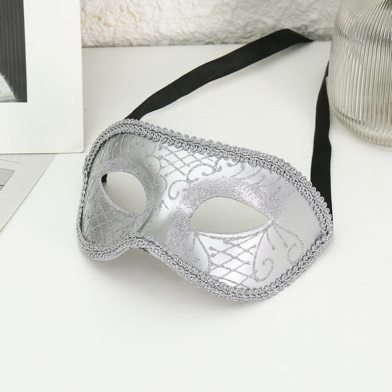 Accesorios de Halloween Ball Adultos Media cara máscara negra Blanca máscara de ojos gruesa para hombres y mujeres artículos de Navidad retro