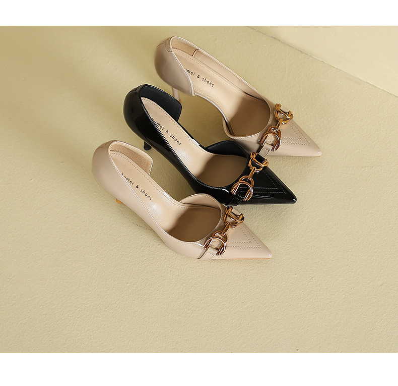 Giày cao gót nữ mũi nhọn gót 9 cm kiểu dáng xẻ bên — Màu nude-9CM chi tiết 11