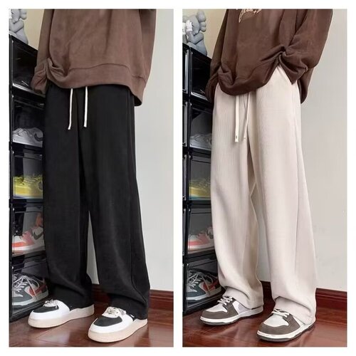 American corduroy pants for men, spring and autumn, loose dragline large size straight pants, fashion brand, fashionable casual pants for men
