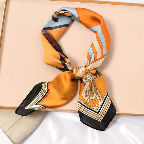 New high-end silk scarf 70cm small square scarf for women, versatile spring and autumn style, fashionable summer style, thin shirt