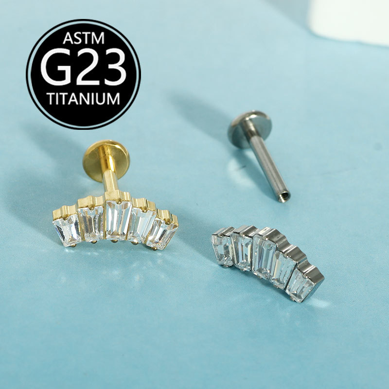 Pointed titanium steel lip stud product view