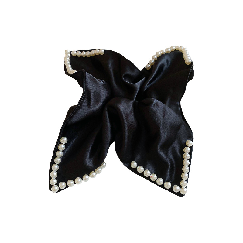 Tela elegante francesa, bufanda cuadrada de perlas, anillo para el cabello, nichos femeninos, cuerda para el cabello de alta gama, cuerda para el cabello de moda suave y dulce, accesorios para el cabello