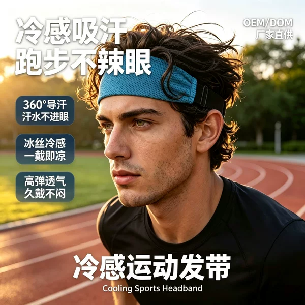 Cross-border ready-made sports headband for outdoor running, sweat-absorbing, quick-drying, non-slip, anti-sweat, breathable, customizable