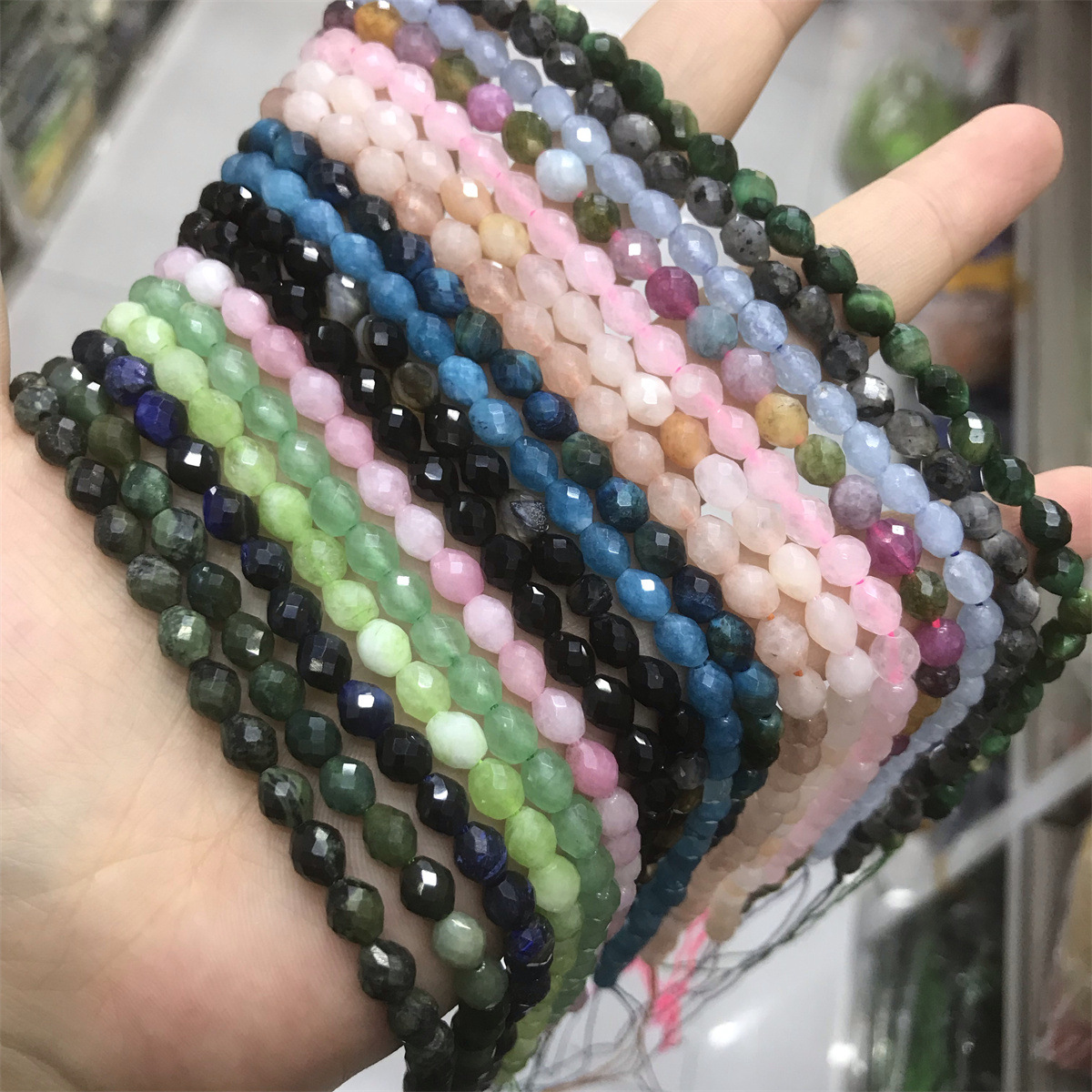 Beaded Chain Chain Type A String Quantity A String 5*6MM Natural Stone Morganite Agate Tourmaline Irregular Geometric Faceted Jewelry Accessories Beads