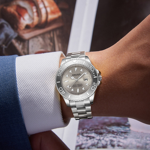 Cross-border gray yacht watch men's fashion steel band watch luminous waterproof quartz watch wholesale men's watch watches