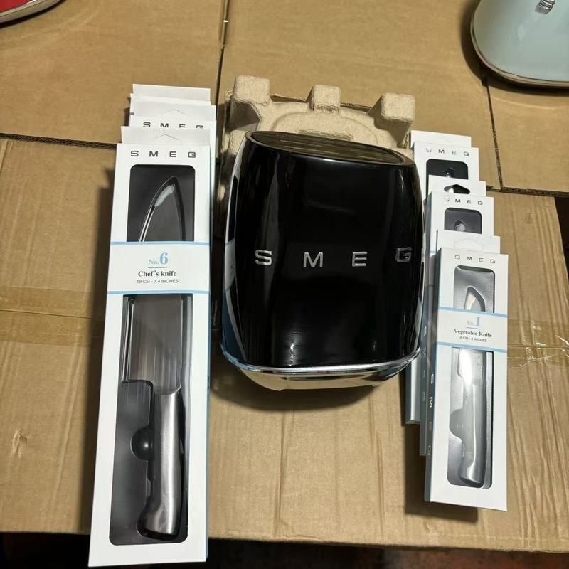 现货意大利SMEG斯麦格全套刀具套装七件套厨房家用欧式不锈钢刀具|undefined