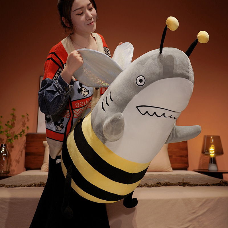 网红毛绒玩具Shark and Bee鲨鱼和蜜蜂公仔鲨bee玩偶钥匙扣-阿里巴巴