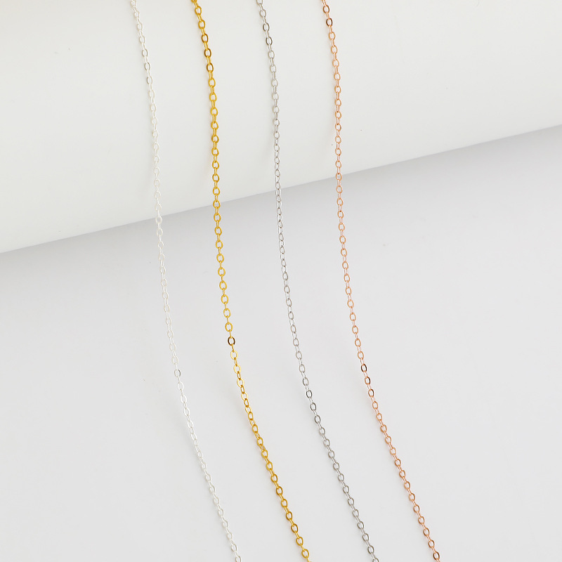 925 Sterling Silver Material 1 Piece 925 Sterling Silver 18K Gold Plated Rose Gold Plated White Gold Plated Cable Chain Thick 1mm 40cm 5.5cm Long