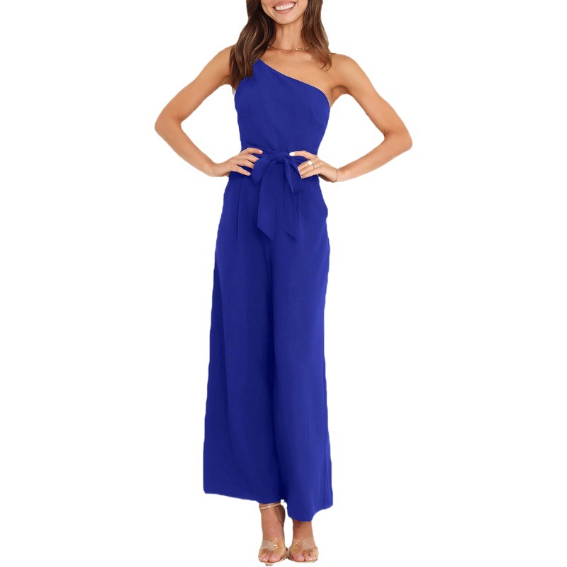 2024 Europa y América Transfronterizo Amazon Primavera y verano Temperamento Commuter Color sólido Pantalones directos Sin tirantes Mono Mujer