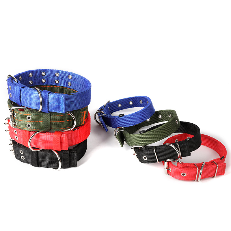 Collar de tracción táctica para perros medianos y grandes 4 capas de collar de nylon grueso para perros collar de mascota ajustable ensanchado