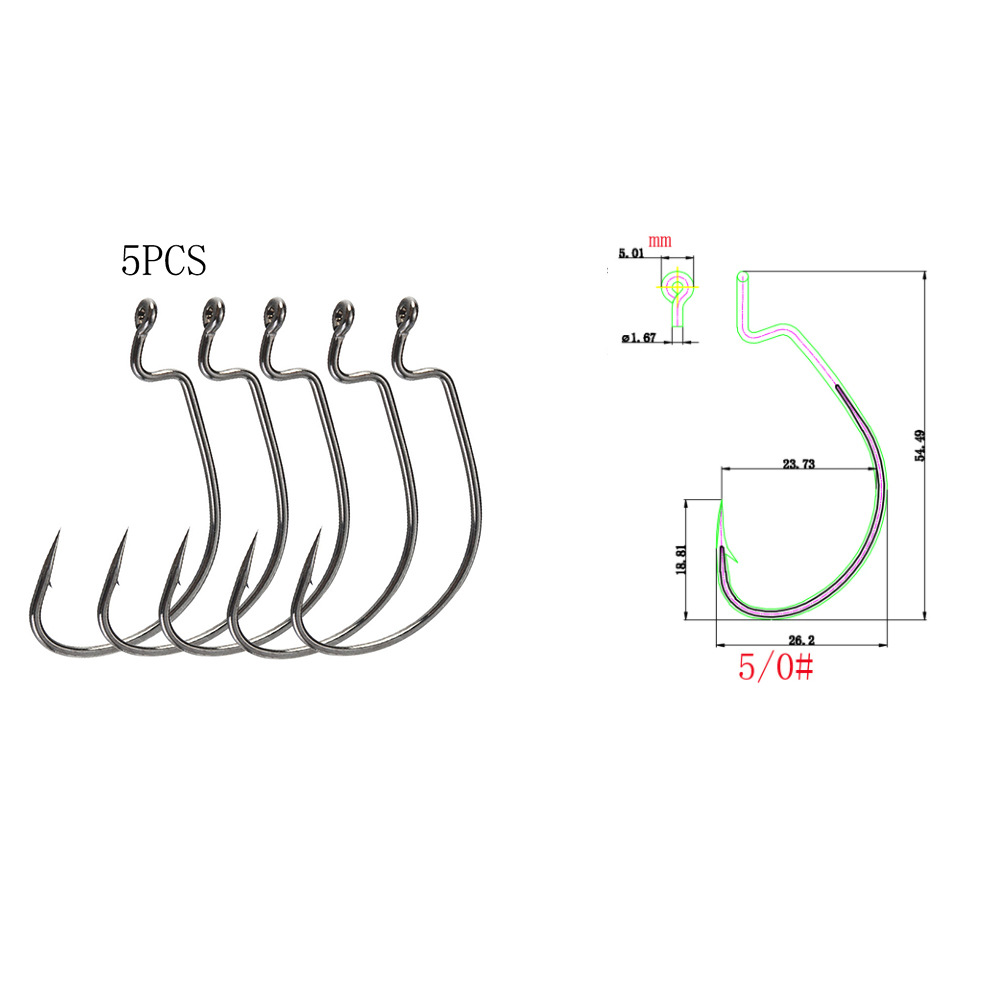 Zman SILENCIADOR Mar Pesca Texas grupo de pesca de mango largo gancho de manivela Gancho de manivela TPR suave cebo reforzado gancho de canal de sangre