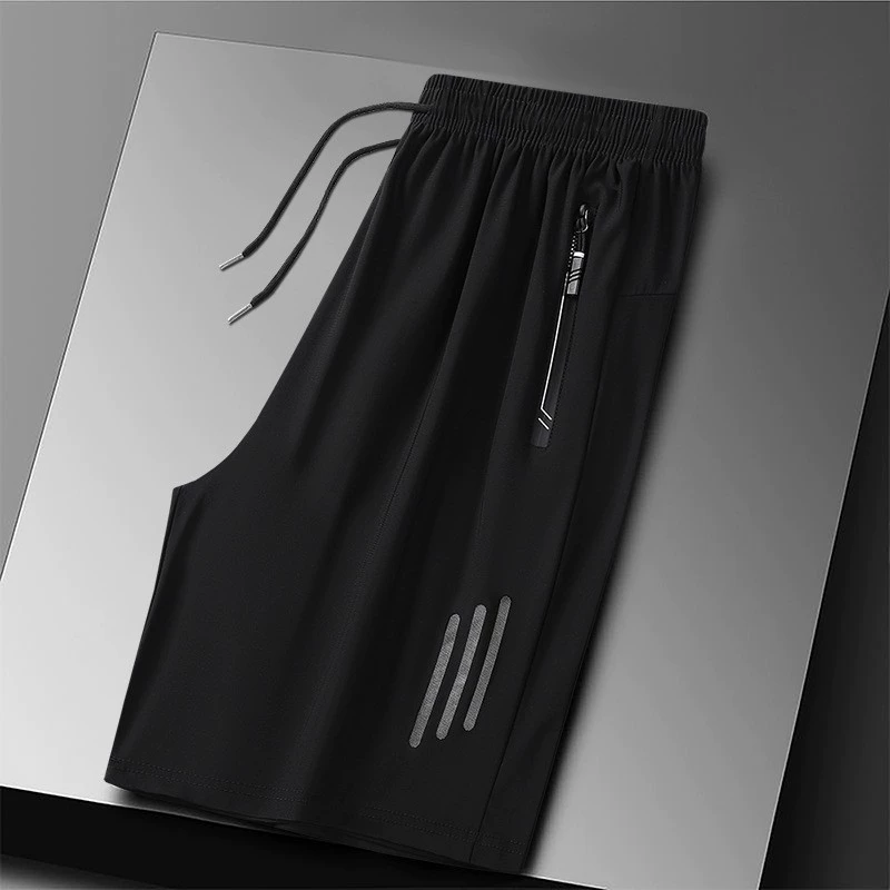 Лето 2024 Горячие распродажа быстрорастущих шорты с ледяным шелком для мужчин Тонкие свободные спортивные брюки большого размера шорты для мужчин
