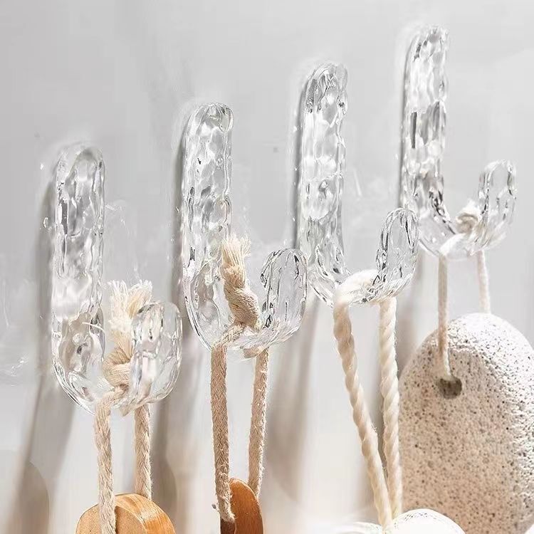 Acrylic Stone-Pattern Hook for Bathroom, Toilet Wall, Towel, Behind Door, Clothes, Keys, Adhesive Hook, Wall-Mounted Storage