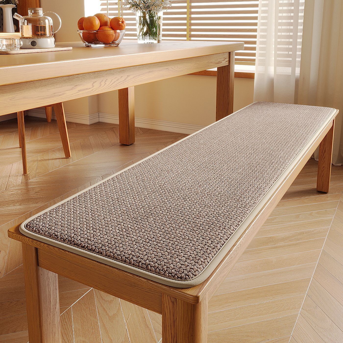 Cojín para silla, cojín largo para banco, cojín para silla de comedor de madera maciza, cojín antideslizante para las cuatro estaciones, cojín largo para banco, cojín largo para asiento. image 1