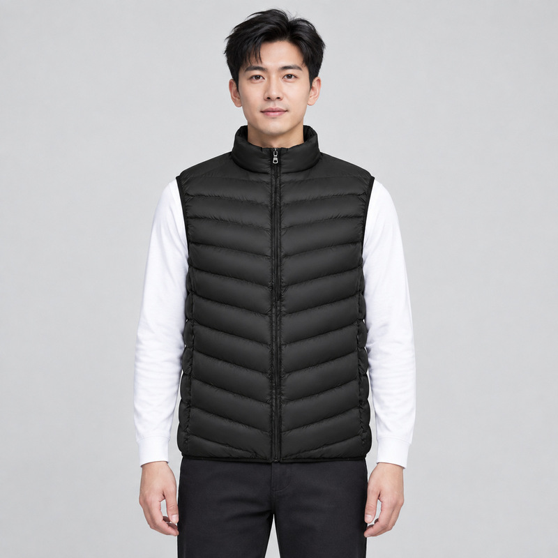 Pinghu Chi new men's 90 velvet new men's stand collar vest white duck down light down jacket vest plus size coat Pinghu Chi new men's 90 velvet new men's stand collar vest white duck down light down jacket vest plus size coat