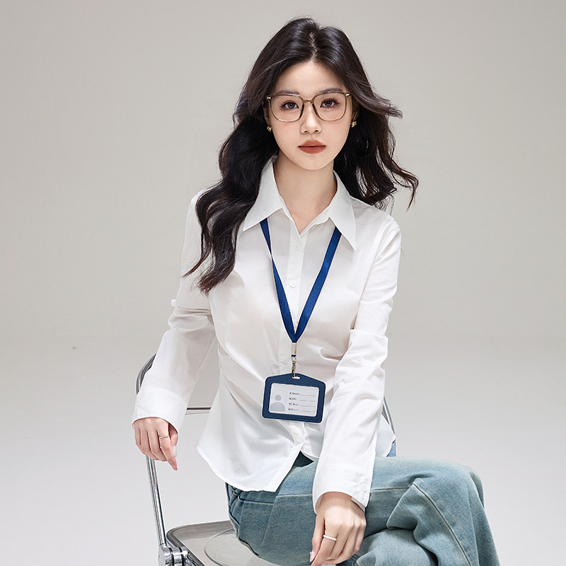 法式复古风长袖衬衫女2025年秋季新款设计感职业修身显瘦百搭上衣|undefined