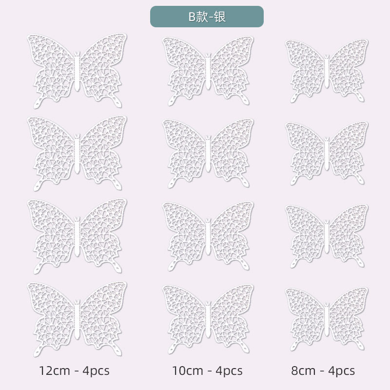 Manufacturer Wholesale 3D Stereo Home Background Wallpaper Metal Texture Hollow Gold Butterfly Decorative Wall Stickers_voghion.com