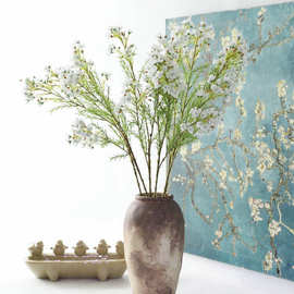 仿真花3杈澳梅 假花家居装饰小梅花 长枝绢花塑料花仿真植材腊梅
