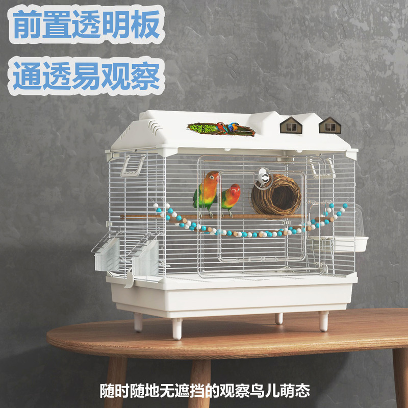 Transparent Birdcage Budskin Parrot Landscape Birdcage Xuanfeng Peony Bird Embroidered Eye Large Villa Birdcage Ornamental Cage