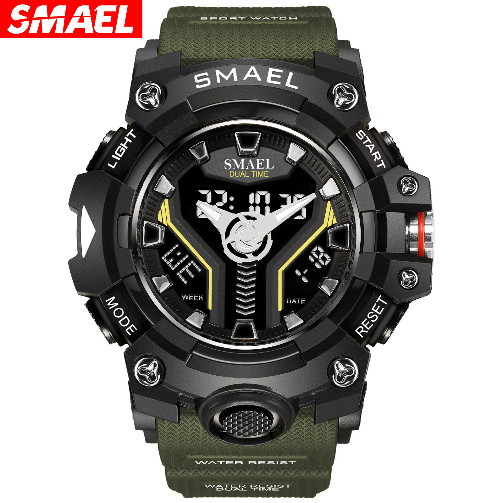 SMAEL Smel nuevo reloj electrónico creativo de los hombres deportes al aire libre multifunción sincronización reloj impermeable 8075