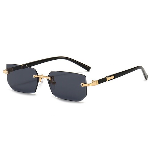 New cross-border Western and European business-style men's glasses with a high-end diamond edge cut rimless sunglasses square frame