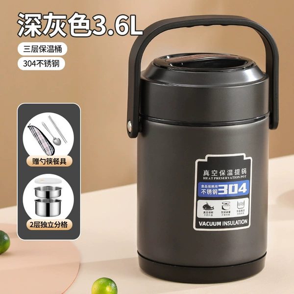 3.6L dark gray (three layers) sedimentary set of sets of tableware