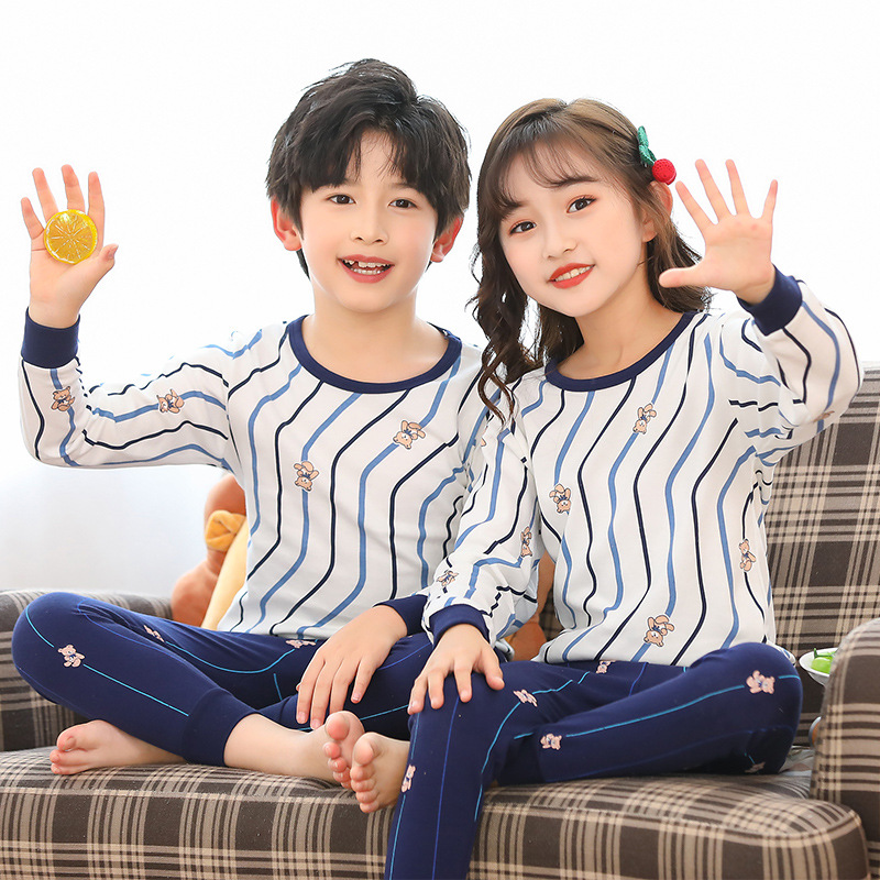 아동 속옷 세트 소년 소녀 면 가을 옷 가을 바지 가을과 겨울 잠옷 따뜻한 면 스웨터 도매