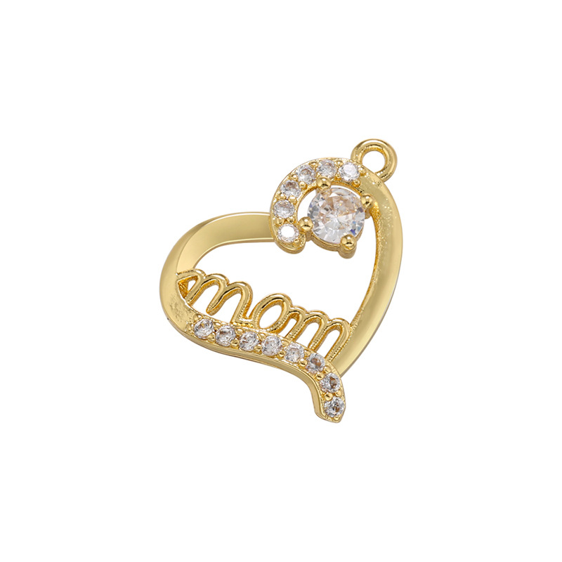 2g Weight Pendant Jewelry Making Type Zircon Inlay Material DIY Jewelry Accessories Classification 1 Piece Quantity Brass Material Letter, Heart Shape Pattern Plating, Inlay Design Simple Style Style 1 Piece Brass Zircon Letter Heart Shape Pendant 4
