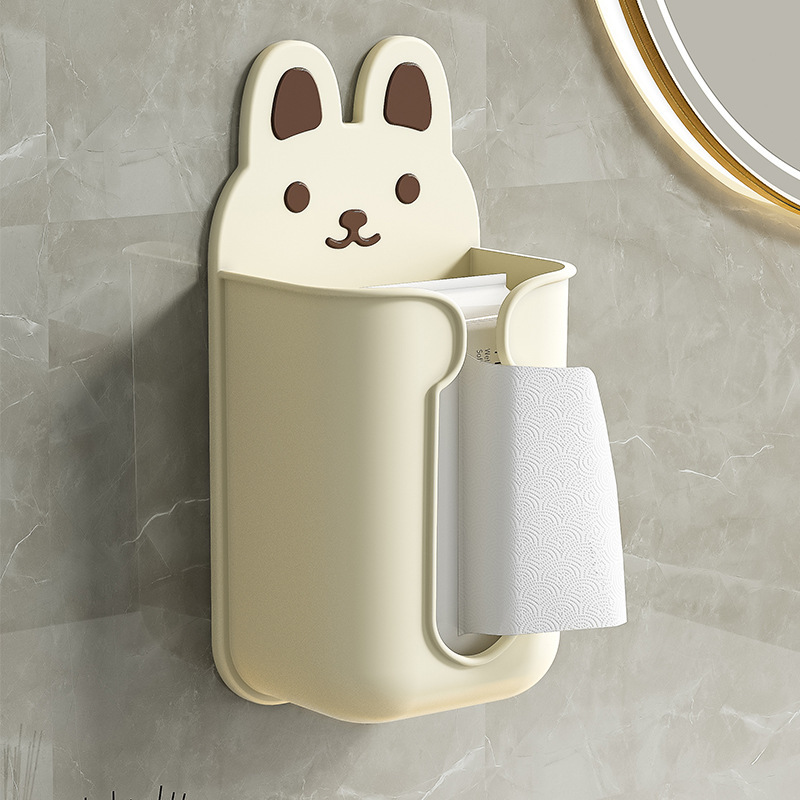 バスルームティッシュボックスかわいいウサギのティッシュホルダーバスルーム壁掛けティッシュボックストイレフェイスタオル収納ボックス|undefined