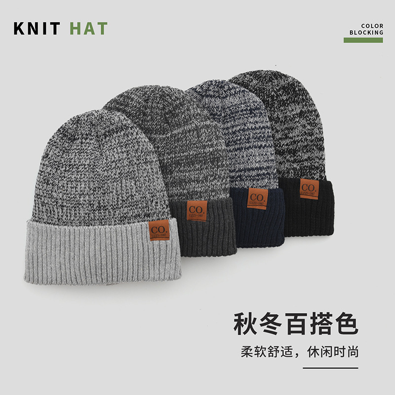 跨境2025冬季新款显脸小针织帽男韩版加绒加厚护耳套头保暖毛线帽